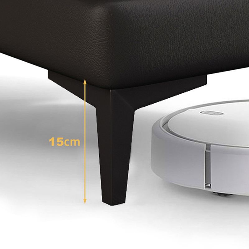 Grey Pine Wood Panel Bed Leather Bed Frame with Upholstered Headboard