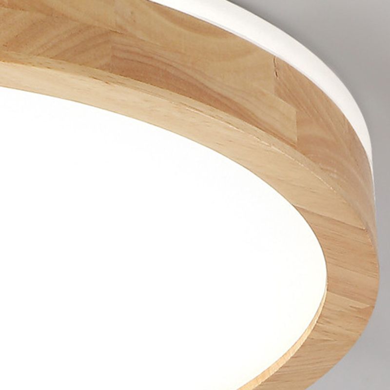 Plafoniera rotonda ultrasottile in legno da 2,2 pollici con paralume in acrilico Apparecchio di illuminazione minimalista contemporaneo per camera da letto