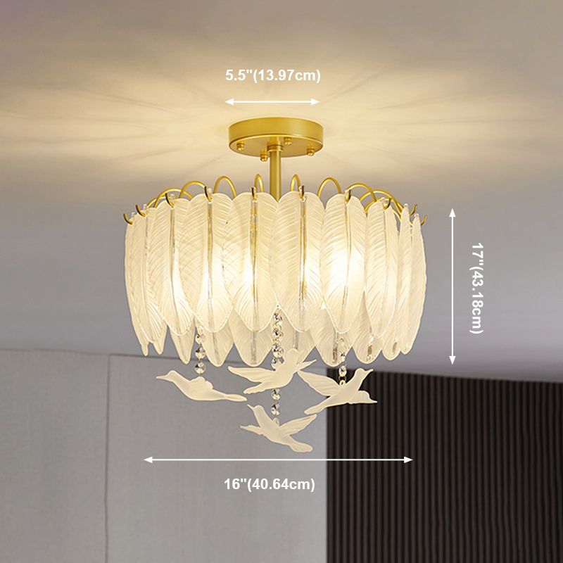 Plafonnier de forme ronde moderne en fer avec abat-jour en verre pour chambre