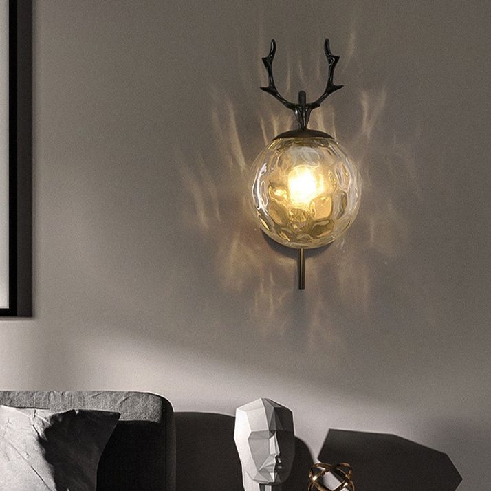 1-Light Ball Wall Lamps Modern Style Glass Wall Mounted Lights