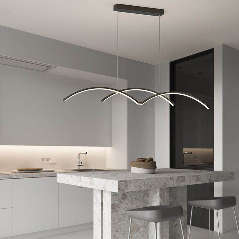 Linear 2 - Light Kitchen Light Fixture Contemporary Metal LED Ceiling Pendant Lighting