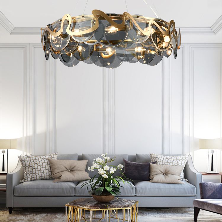 Glass Pendant Light Geometric Contemporary Ceiling Light for Living Room