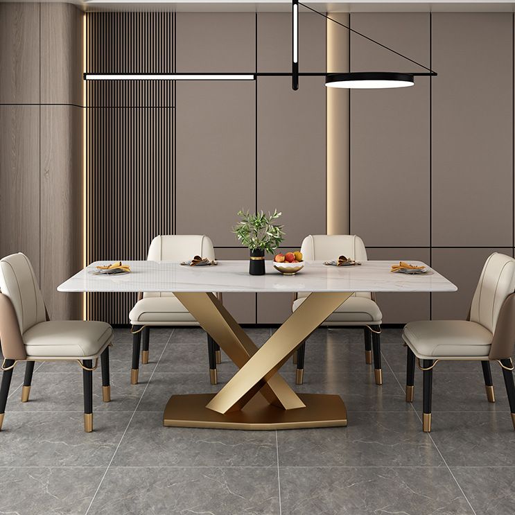 Table de luxe traditionnelle Rectangle Piedestal Casual Dining Table pour la maison