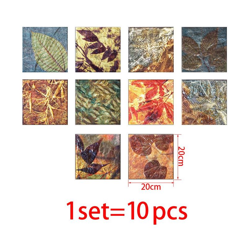 Botanical Leaf Stick Wallpaper Panel Countryside Smooth Wall Covering in Blue-Orange-Yellow