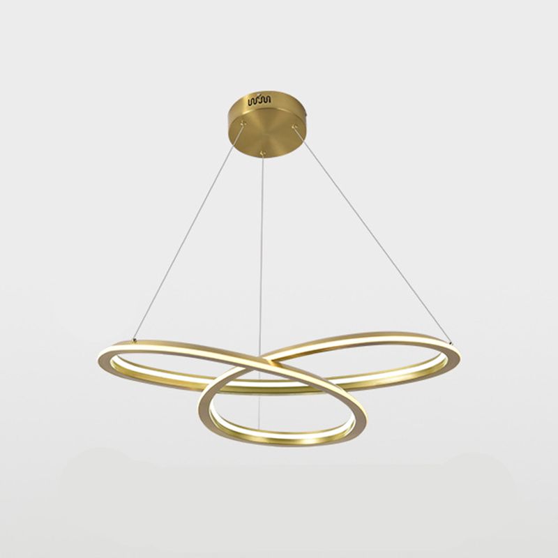 Lampadario in alluminio elettroplato a pendente lineare a LED di lusso moderno con tonalità in silicone