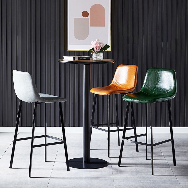 Scandinavian Style Bar-stool with Square Leather Seat Counter Stool Kitchen Bar-stool