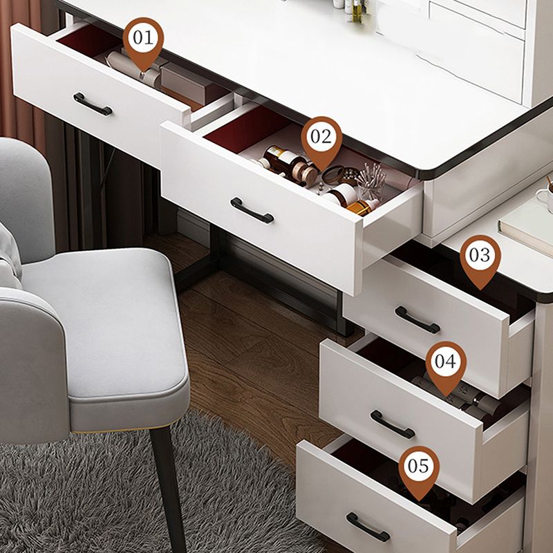 Contemporary Makeup Vanity Desk Table with 5 Drawers and Mirror