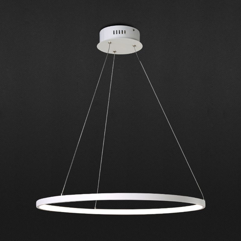 Accoglienza a sospensione ad anello bianco Fladeler a led in metallo in stile semplice per soggiorno