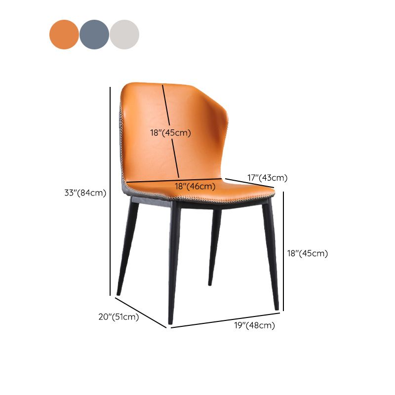 Industrial Metal Dining Armless Chair Faux Leather Dining Chairs for Restaurant Use