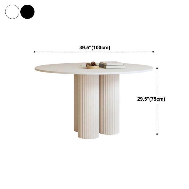 Contemporary Round Dining Table Sintered Stone and Solid Wood Top Table