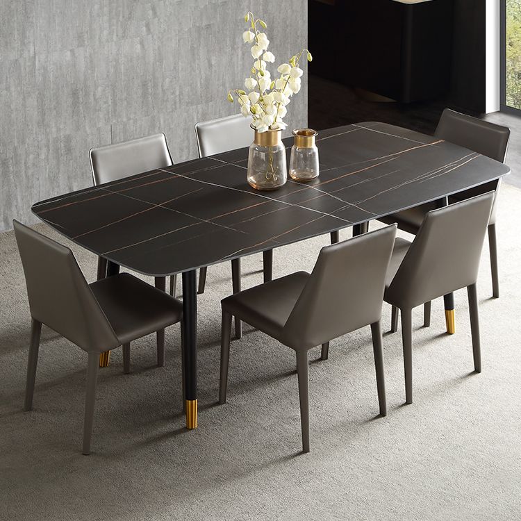 Modern Wood Legs Dinette Set 1/4/6/7 Pieces Rectangle Indoor Dining Table Set in Black