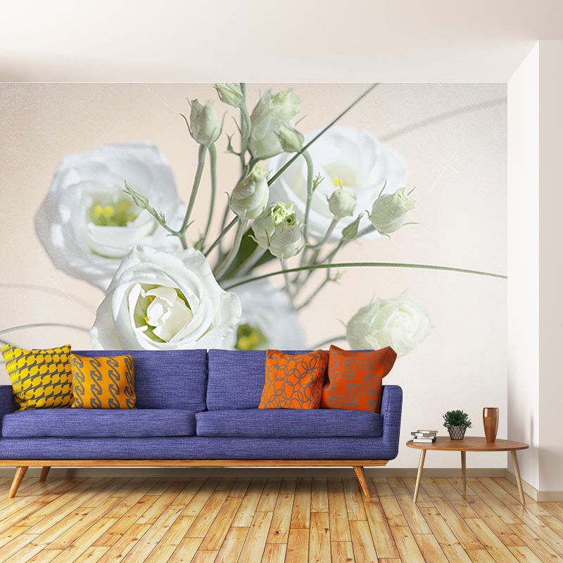 Lisianthus Flower Wall Decor Mural Moisture Resistant Living Room Wall Covering