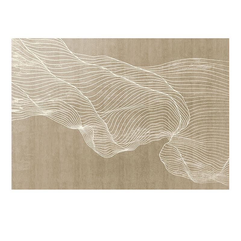 Khaki Modern Area Rug Stripe Pattern Polyester Area Carpet Anti-Slip Washable Rug for Home Decor