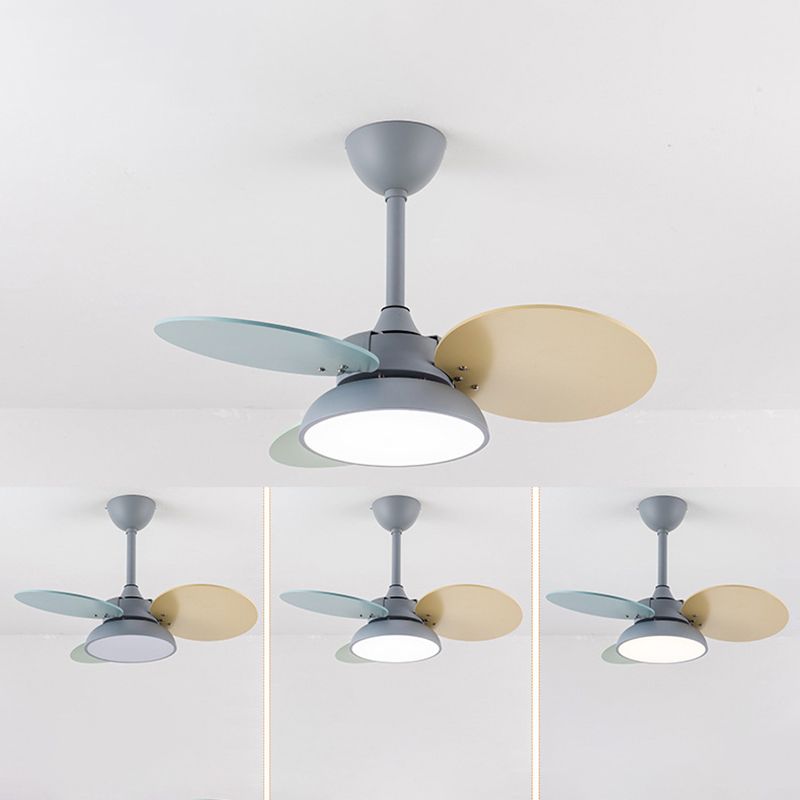 Kids Creative LED Pendant Light Wrought Iron Indoor Fan Chandelier with Acrylic Shade