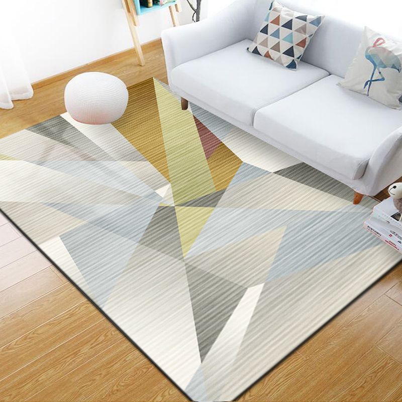 Skandinavischer geometrischer Teppich, mehrfarbiger Polyster-Innenteppich, rutschfeste Rückseite, haustierfreundlicher Teppich zur Dekoration