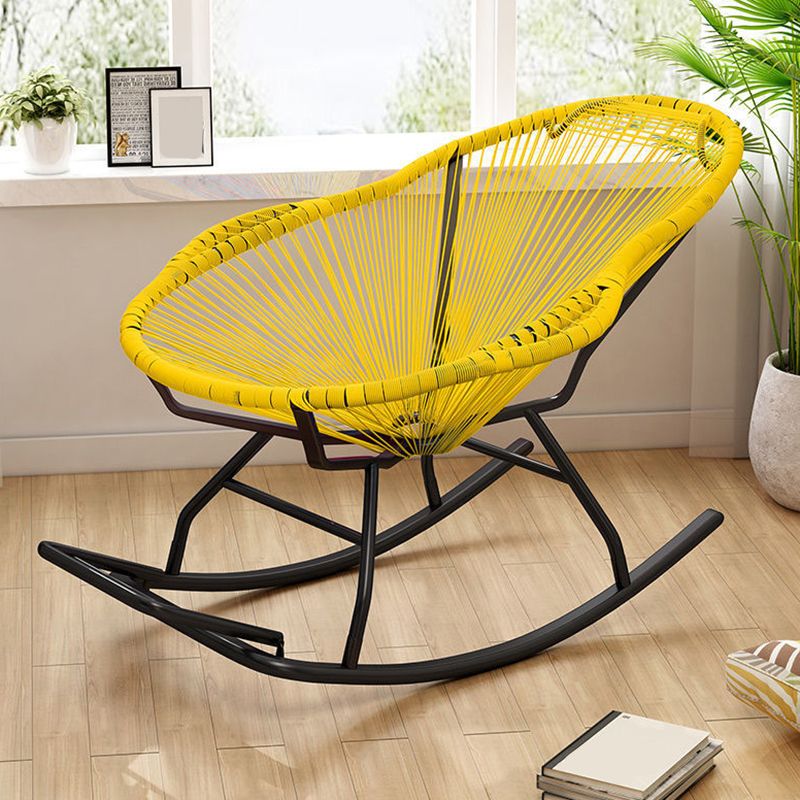 Contemporary Rocking Chair Woven Rope Rocking Accent Chair for Porch