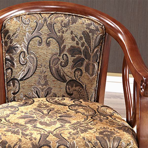Modern Simple Arm Chair Wooden Base Upholstered Guest Chair for Dining Room