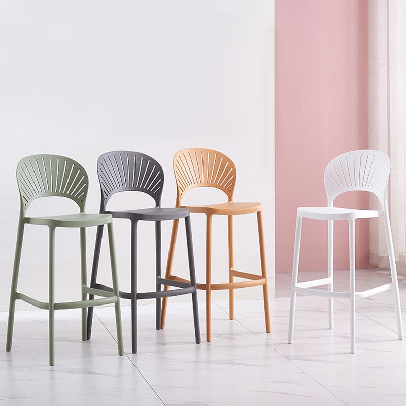 Backrest Counter High Stool Plastic Industrial Armless Cafe Bar Stool