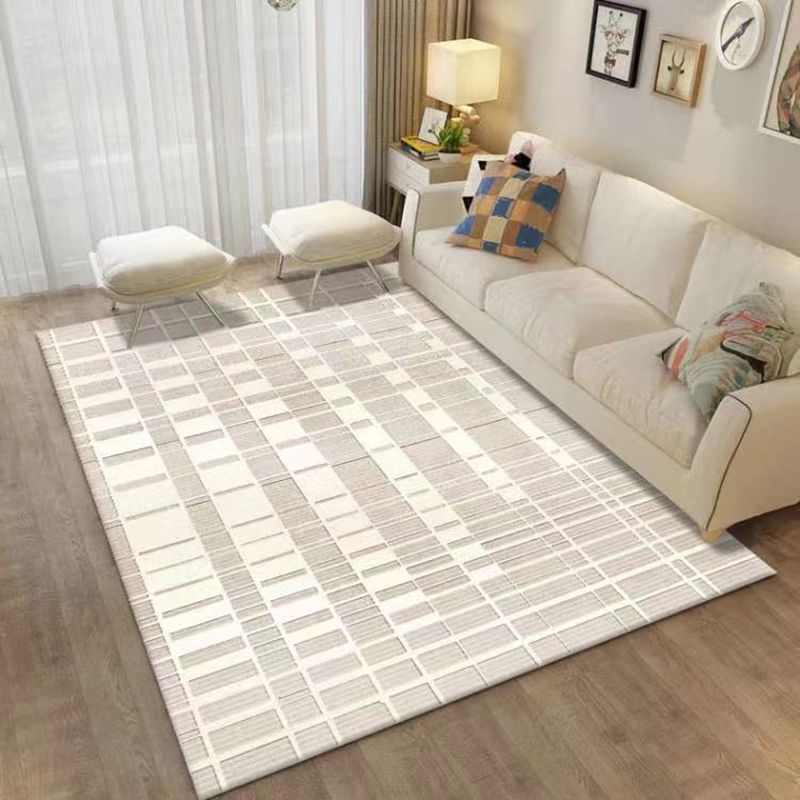 Brown Modern Rug Polyester Pattern Rug Washable Indoor Rug for Drawing Room