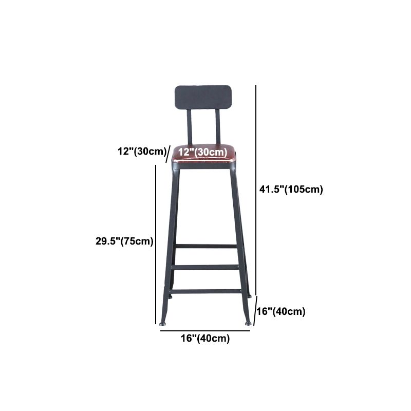 Industrial Leather Top Barstool Black 4 Legs Bar Stool for Indoor