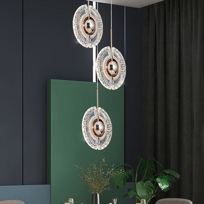 1-Light Acrylic Suspended Lighting Fixture Modern Pendant Light Kit for Dining Room