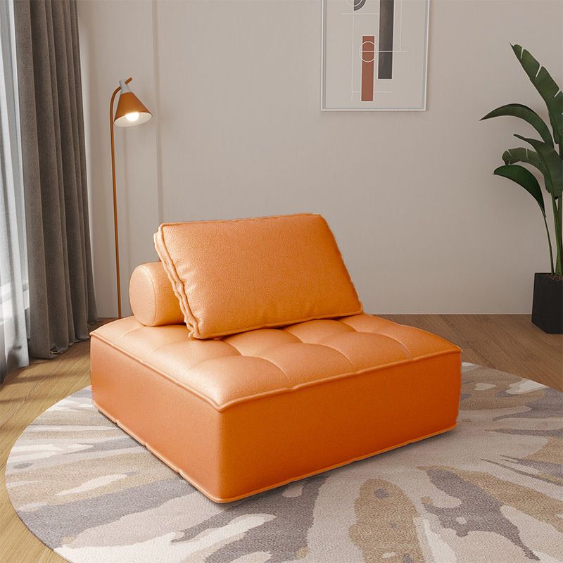 Pillow Back Armless Chair with Solid Wood Frame Accent Chair for Apartment