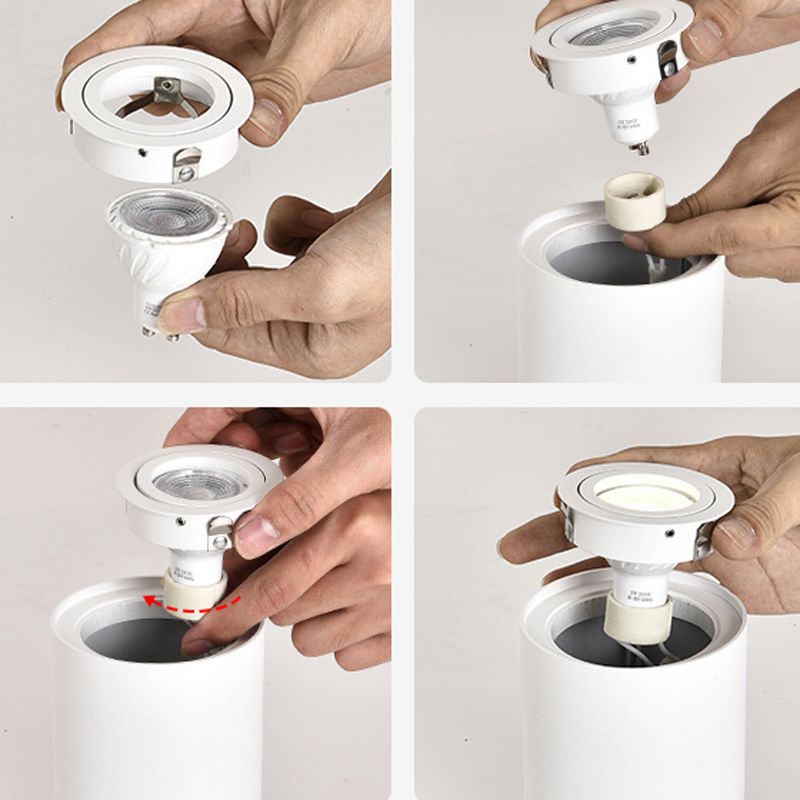 1 / 2 Light Aluminum Flush Mount Light White / Black Cylinder Ceiling Flush Mount