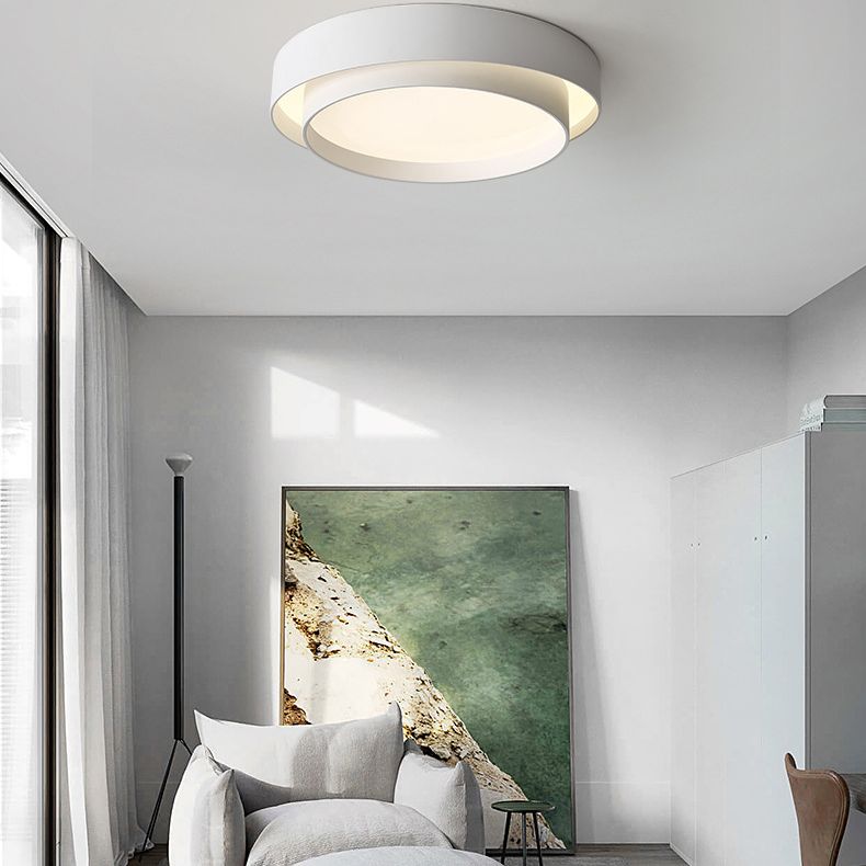 Circular LED Flush Mount in Modern Minimalist Style Wrought Iron Ceiling Fixture with Acrylic Shade