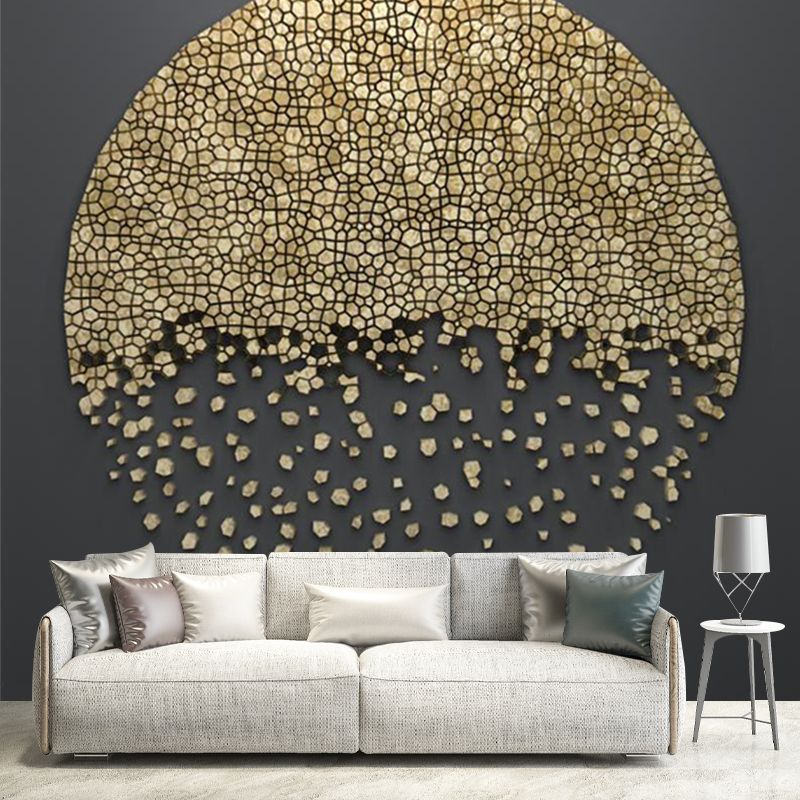 Minimalist Aesthetics Moon Mural Wallpaper for Home Custom Wall Art in Yellow on Black