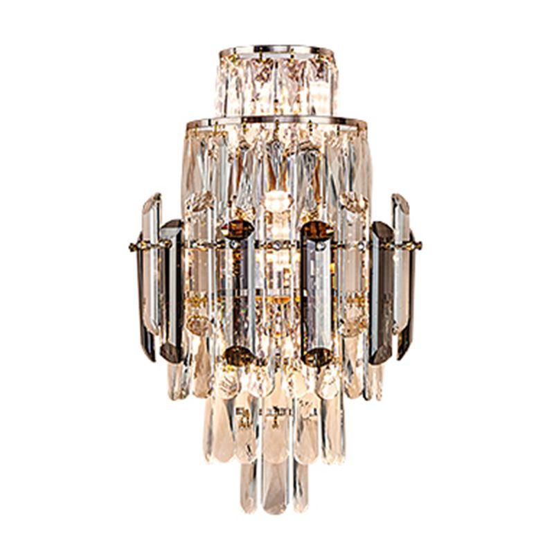 Geometric Shape Crystal Wall Sconces Modern Multi-Lights Wall Mount Light Fixture in Gold