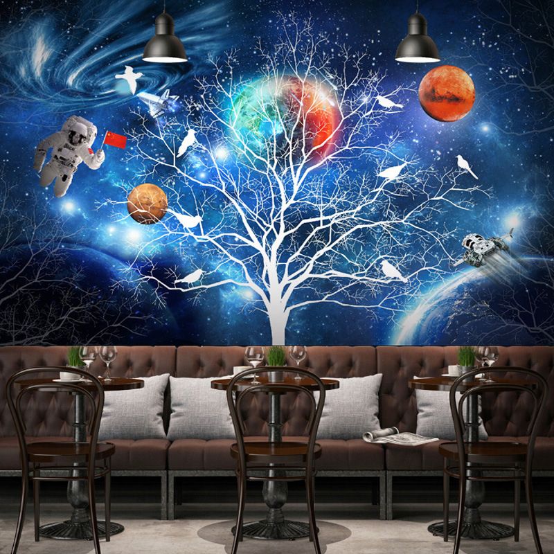 Photo Tree and Galaxy Mural Wallpaper Full Size Wall Art for Accent Wall, Personalized Size Available