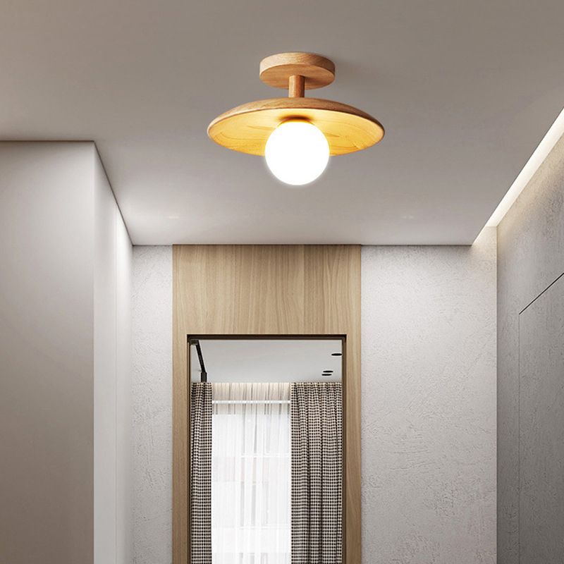 Japanese Style Wooden Ceiling Light Ball Shape Ceiling Lamp for Living Room