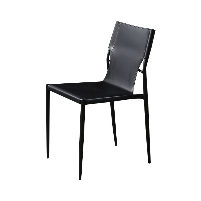 Industrial PU Leather Dining Chairs Solid Back Chair for Home Use