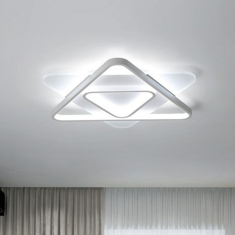 Triangle salon plafonnier acrylique contemporain LED encastré luminaire en blanc