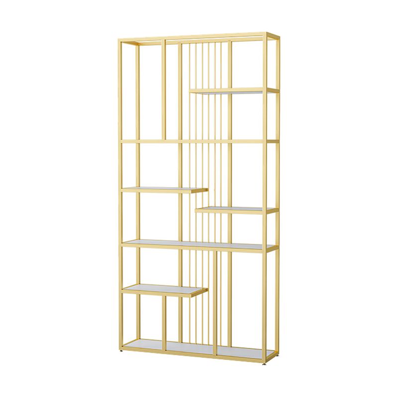 Metal Bookshelf Etagere Contemporary Open Back Bookcase with Shelves