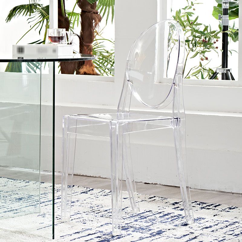 Silla lateral escandinava con respaldo abierto para el hogar, silla sin brazos de comedor de plástico