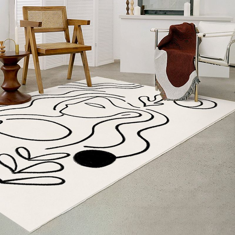 Stijlvol modern tapijt Wit abstract abstract Patroon Rug polyester Anti-slip Tapijt voor thuisdecoratie