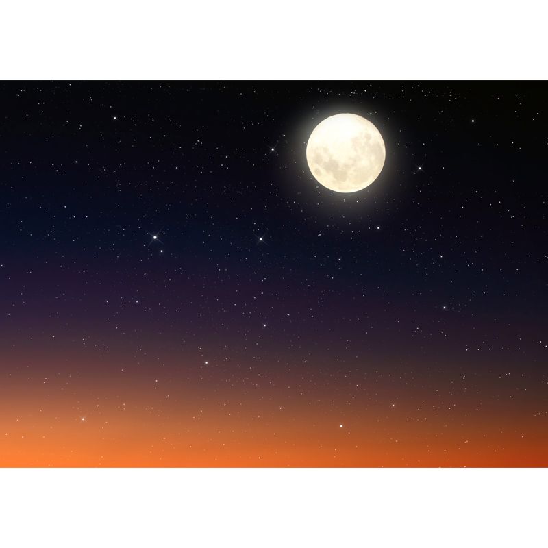 Personalized Photography Modern Mural with Full Moon and Starry Sky Pattern in Black-Orange
