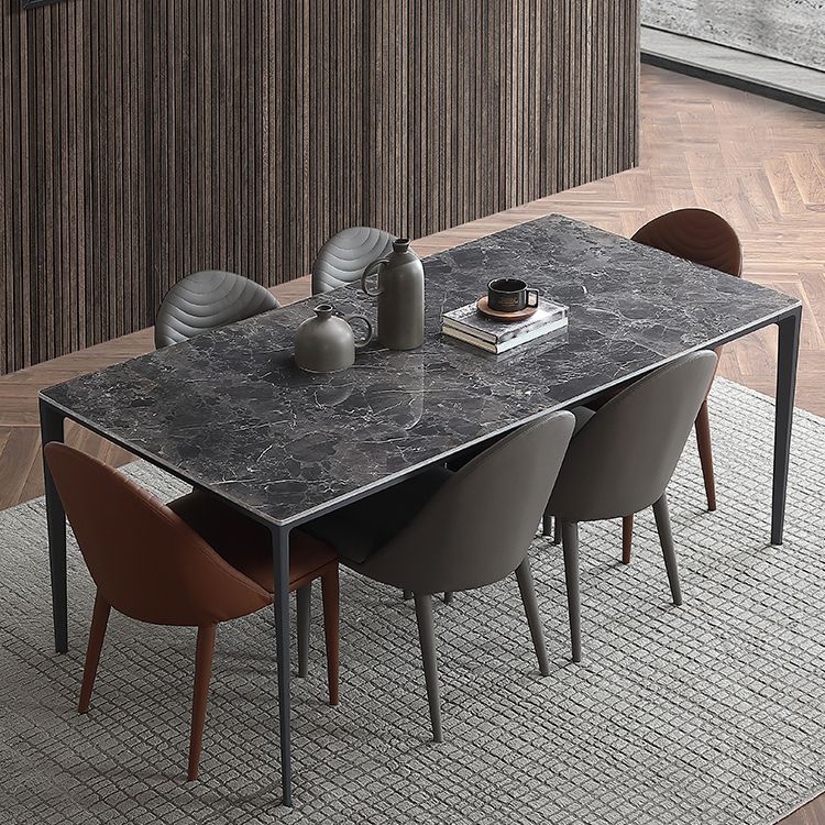 Simple Style Sintered Stone Table 4 Legs Aluminum Base Rectangle Table for Home