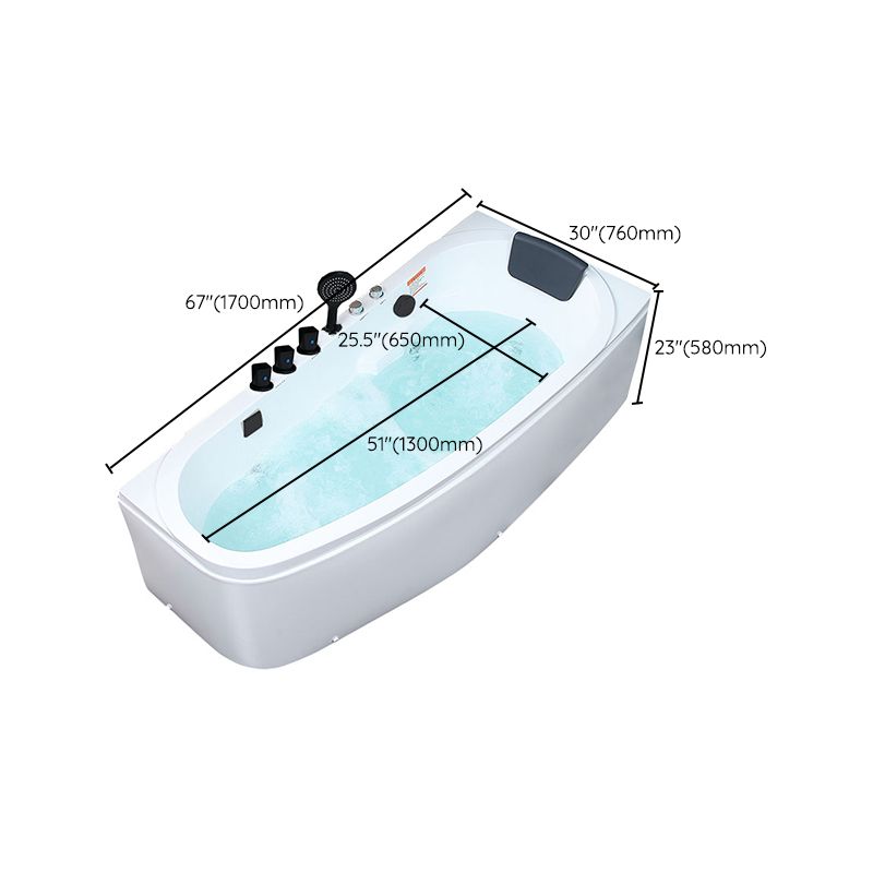 Corner Acrylic Bathroom Bath Tub Modern Back to Wall Soaking Tub