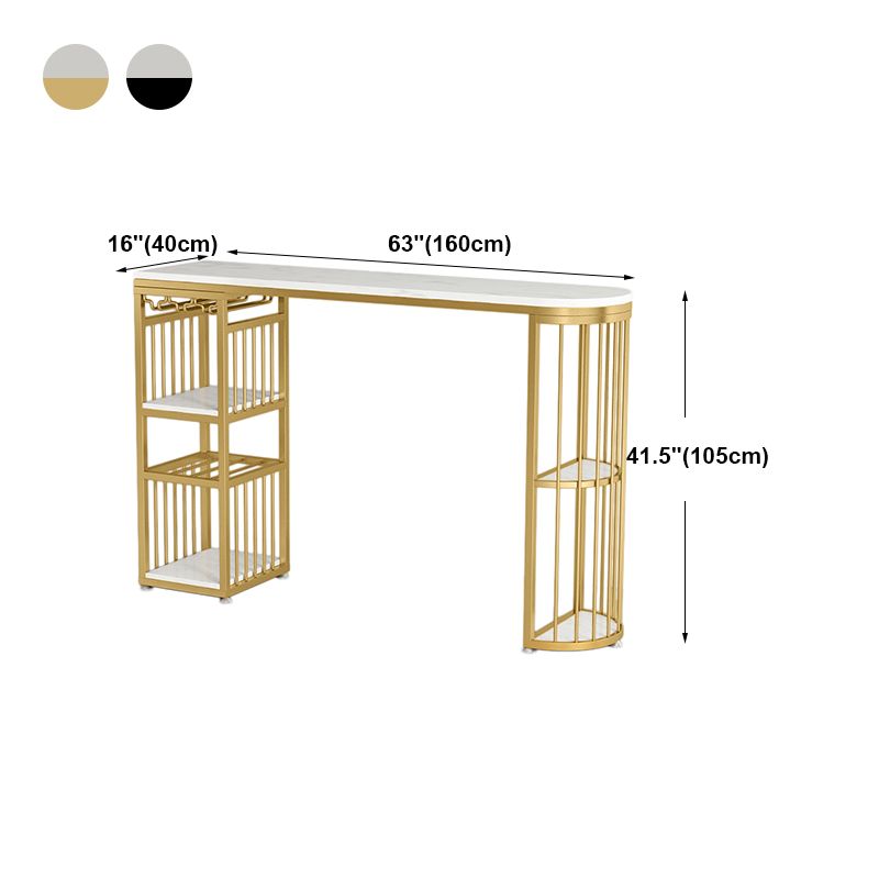 Contemporary Bar Dining Table with Shelves Bar Height Table 42-Inch Top