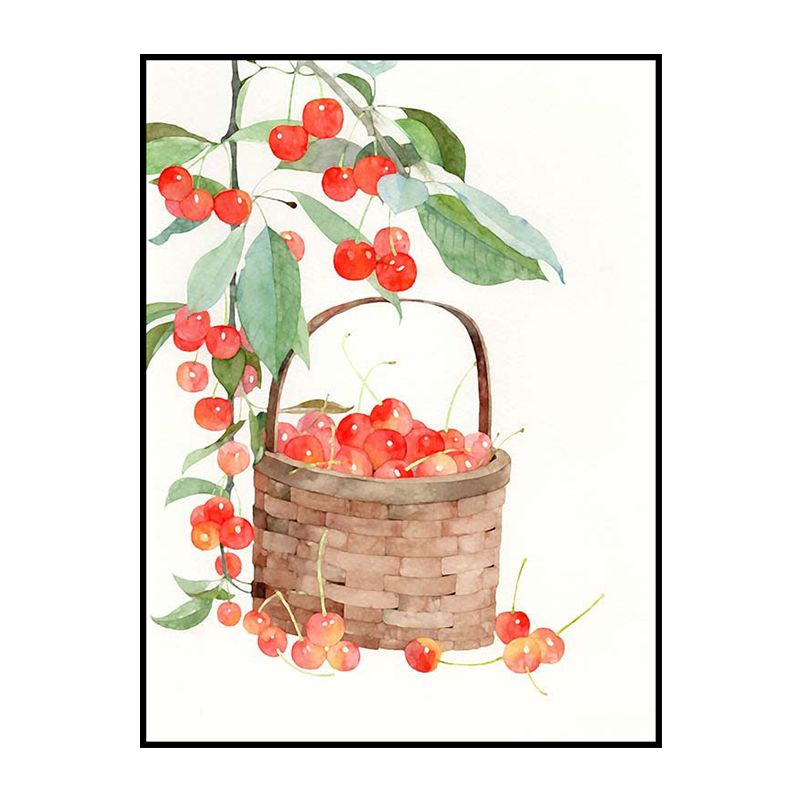 Farmhouse Plant Painting Canvas Print White Textured Wall Art Decor for Dining Room