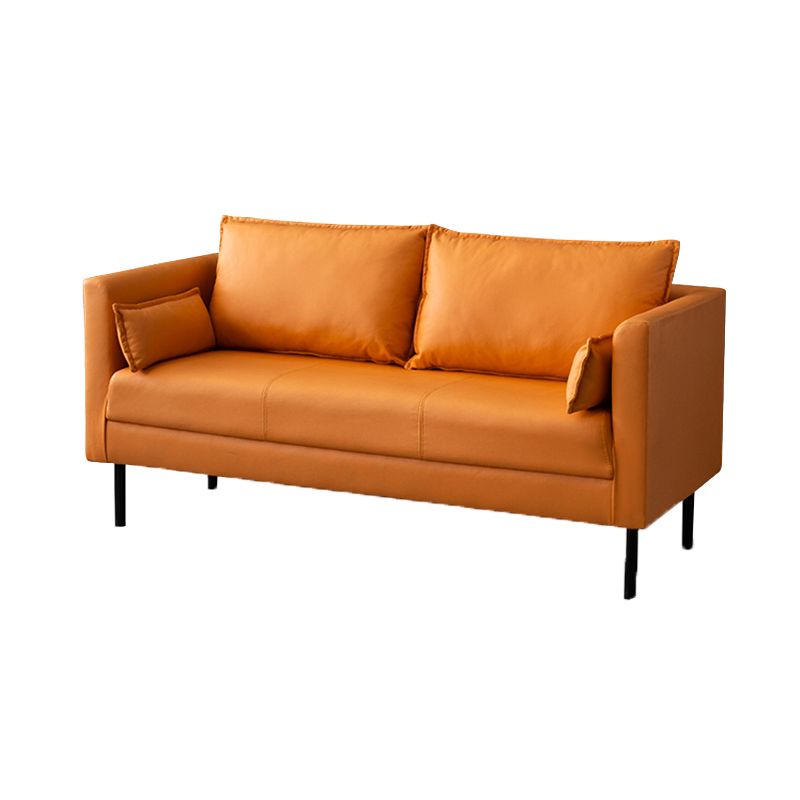 Faux Leather Loose Back Sofa Square Arm Single Cushion Loveseat