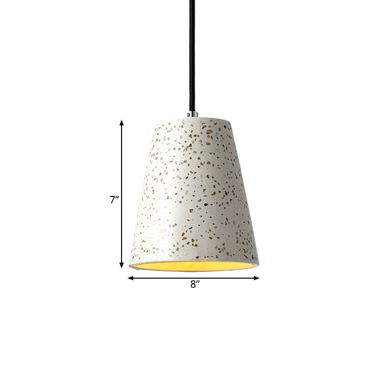 Concrete Cone Pendant Lighting Simplicity 1 Light Black/White/Brown Hanging Light