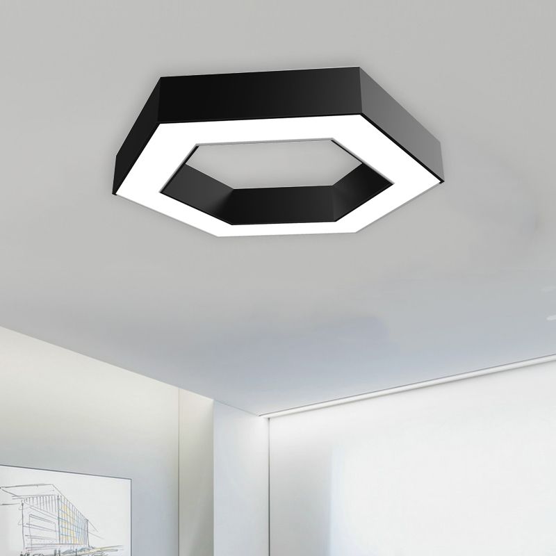 Honeycomb Flush Mount Modern Metal Led 16"/23.5"/31.5" Breed Zwart voor Kantoor in Wit/Warm Licht met Ingebouwde Diffuser