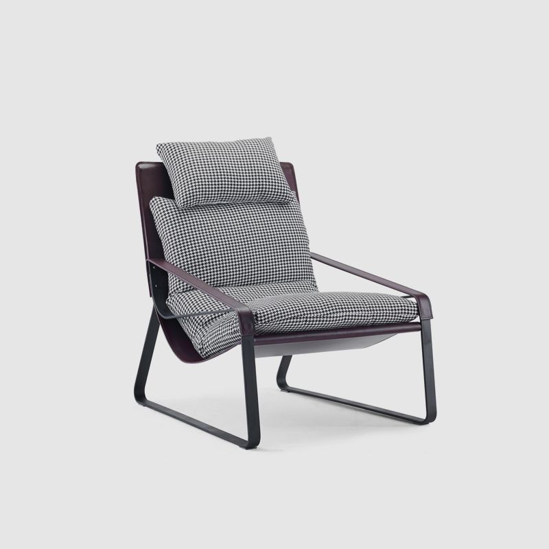 Solid Color Armchair With headrest, Modern Iron Frame Lounge Chair