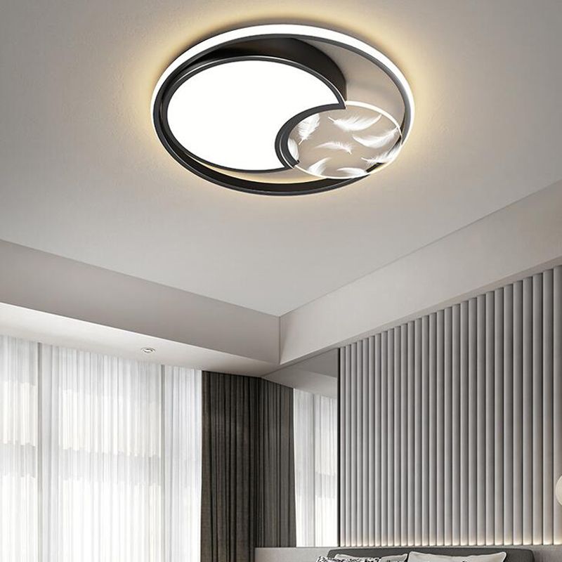 Lacquered Circular LED Ceiling Light in Modern Creative Style Feather Indoor Ceiling Fixture with Acrylic Shade