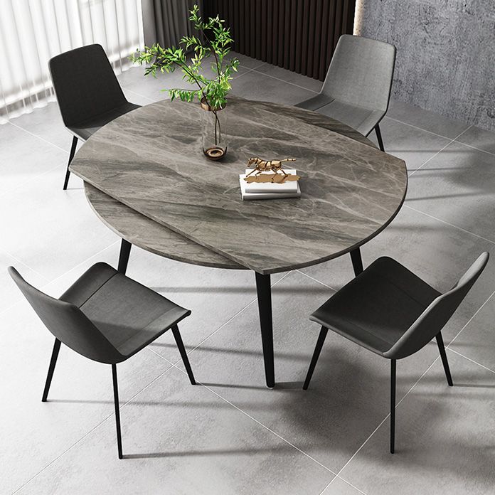 Round 4-foot Dining Site Table Simplicity Style Stone Drop-Leaf Dinette Table for Home