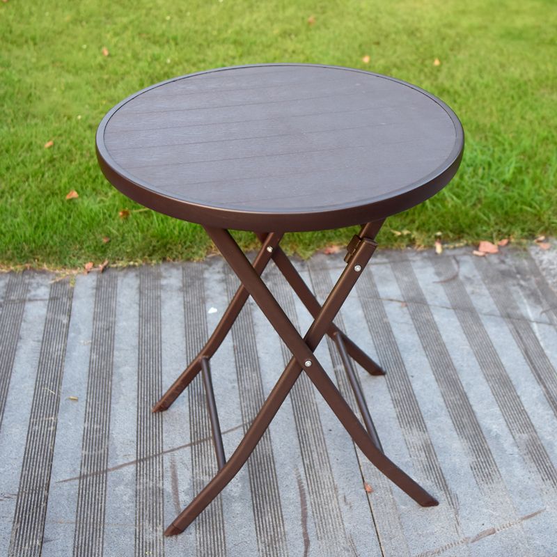 Modern Glass Patio Table Scratch Resistant Dining Table with Metal Base