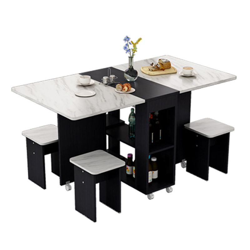Mid-Century Modern Dining Table Rectangle Drop-Leaf Dining Table for Home Use